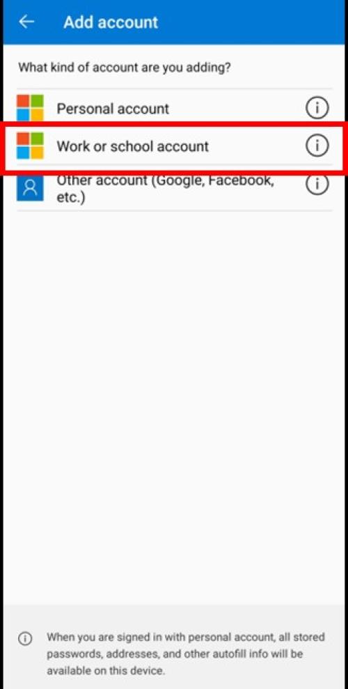 365 Sign-in Authenticator Add AC Type