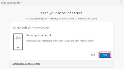 365 Sign-in Authenticator SetupAC