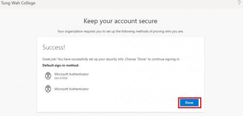 365 Sign-in Authenticator Success