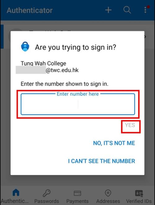 365 Sign-in Authenticator Enter