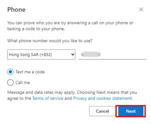 365 Sign-in-SMS Phone Next