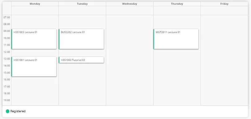 My Class Schedule Calendar