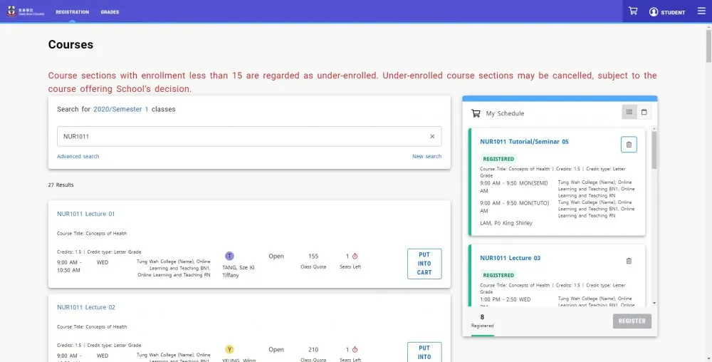 Registration-Drop Courses Confirm