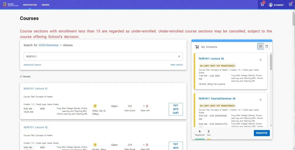 Registration Courses Add to Cart