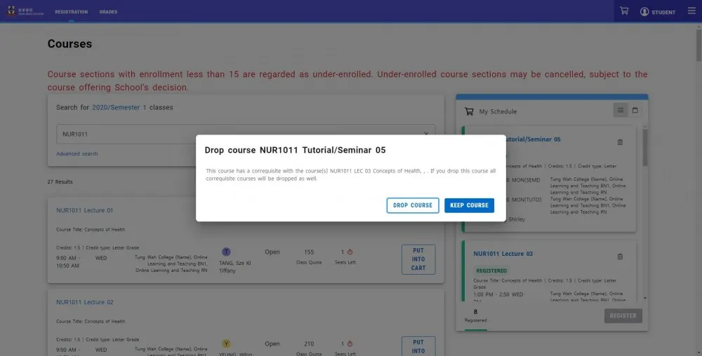 Registration - Drop Courses