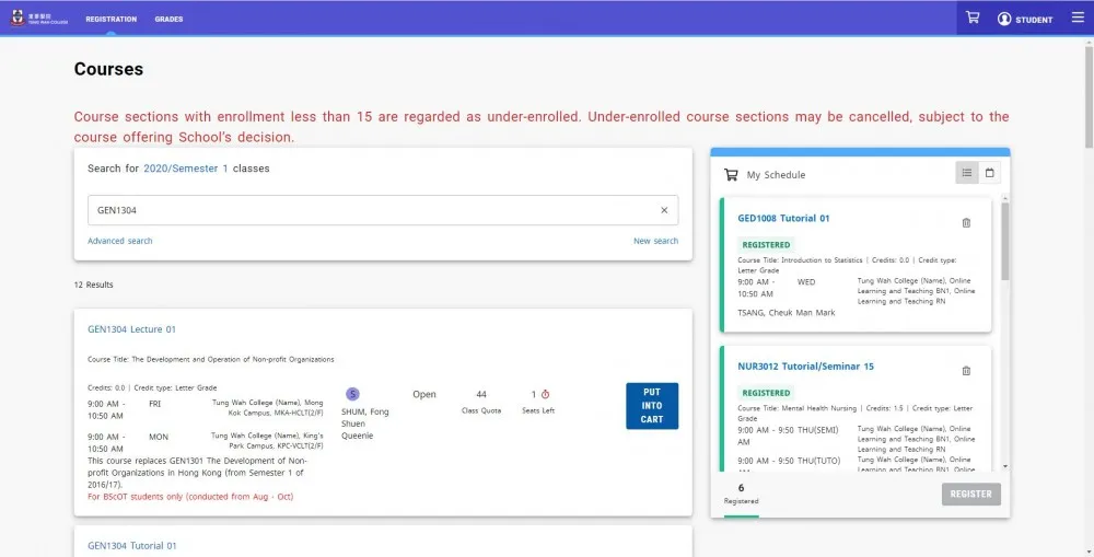 Registration Courses