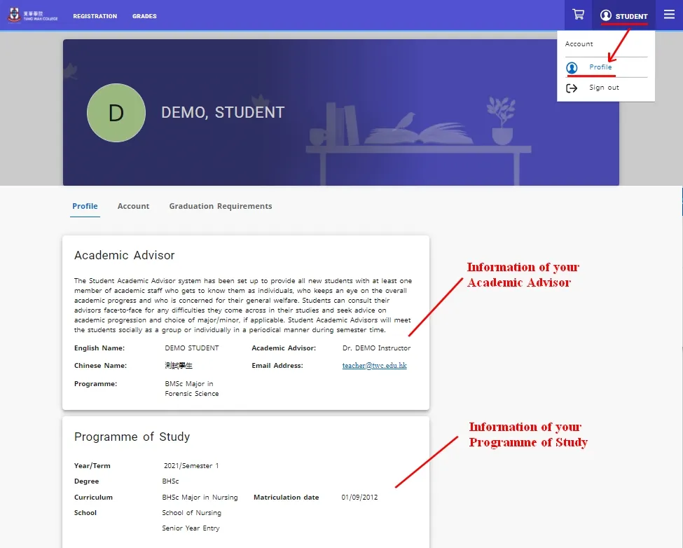 View Academic Advisor