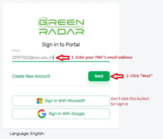 login greenrader email